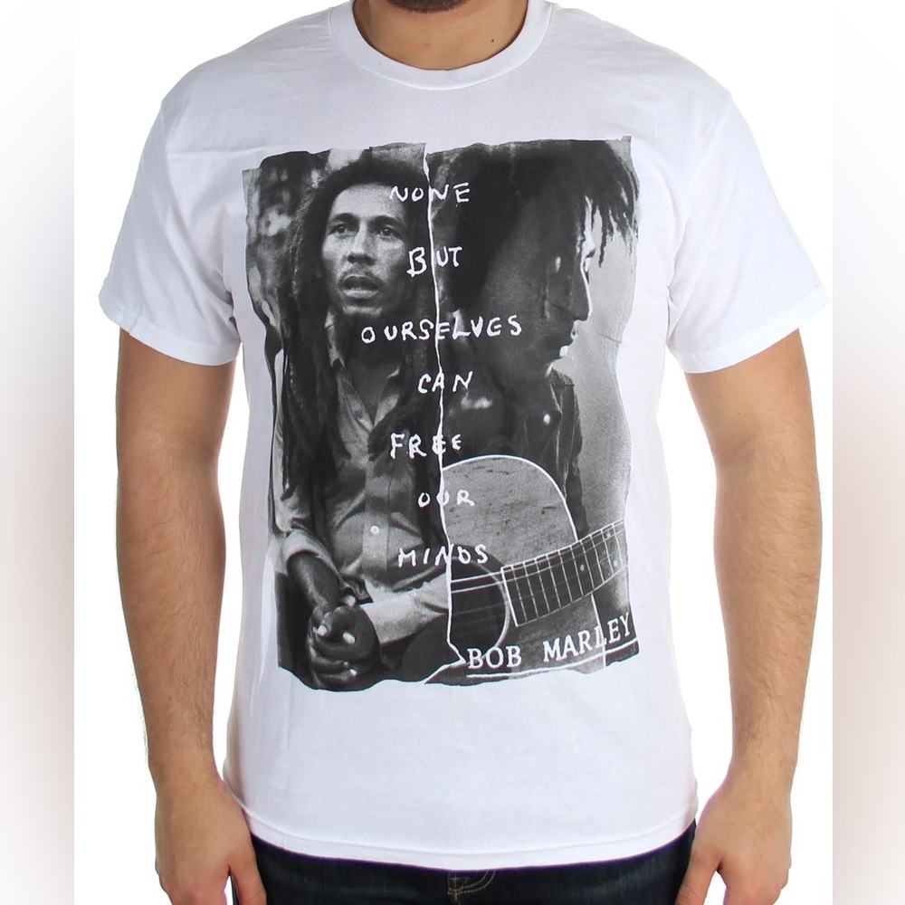 Bob Marley White & Black Graphic Tee Size Medium UNISEX - Picture 3 of 16